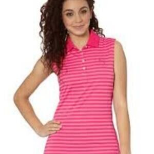 Puma pink striped sleeveless golf polo XS